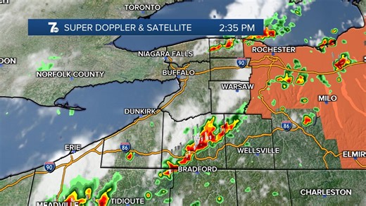Afternoon storms moving slowly along a cold front, especially across the S.Tier with heavy rain. Will continue to monitor for any flooding concerns or strong storms into this evening. >>>wkbw.com/weather | 7 News WKBW