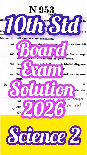 10th Std Science 2 Board Exam Question Paper Solution 2026 ✅ #science #shorts #trending #viral #yt