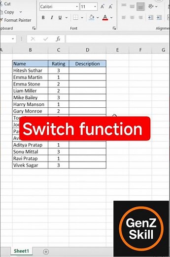 switch function in Excel #excel #excelformula #exceltips #spreadsheetformula #edexcel