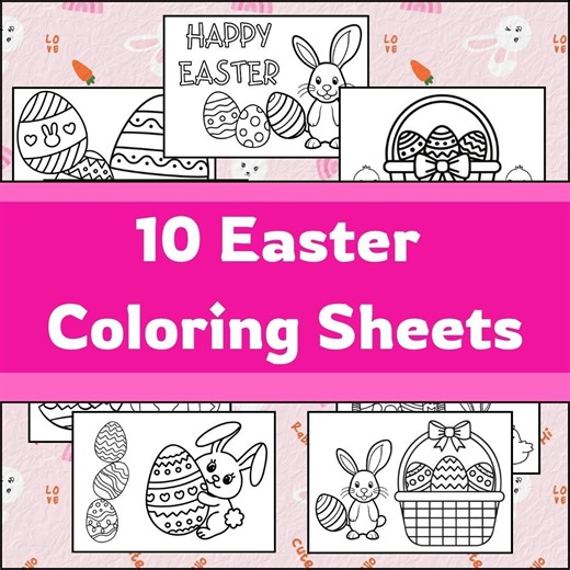 Easter Coloring Pages Printable for Kids – 10 Easter Coloring Sheets - Instant Download PDF - Etsy