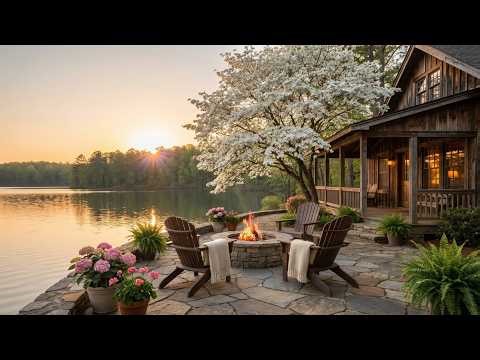 Cozy Spring Lakeside Cabin Retreat 🌸 Calm Firepit & Soothing Nature Sounds