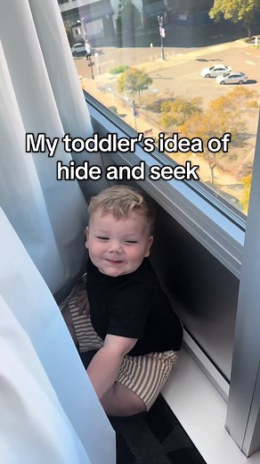 Truly the best game of hide and seek I’ve ever played #hideandseek #toddlergames #toddlerparents #funnytoddler #hiding