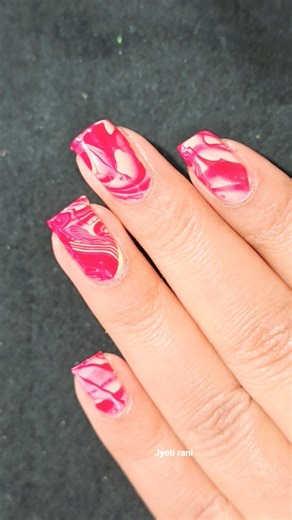 pretty pink water marble nail design #nail #watermarblenailart #nailart #ytshorts #youtubeshorts