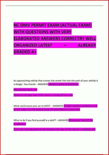 Nc Dmv Permit Exam Actual Exam With Questions With Very Elab video