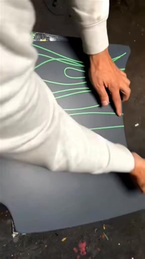 Adam Paul on Instagram: "Laying out flame graphics is one of the most recognizable styles in automotive custom paint, but overlapping flames can be challenging for DIY painters. When multiple flame tips intersect, it’s easy to lose clarity or create messy overlaps if the layout isn’t planned correctly. In this process, I show how to use LiME LiNE fine line tape to build flame patterns step by step, focusing on how and where to cut overlapping tape to keep the design clean. The key is understandi