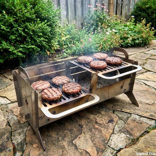 Portable Camping Grill DXF Files Laser Cut BBQ Plan Collapsible Fire Pit Digital - Etsy