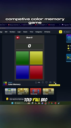 competitive color memory #gaming #funny #coolmathgames #Ayojupiter #shorts