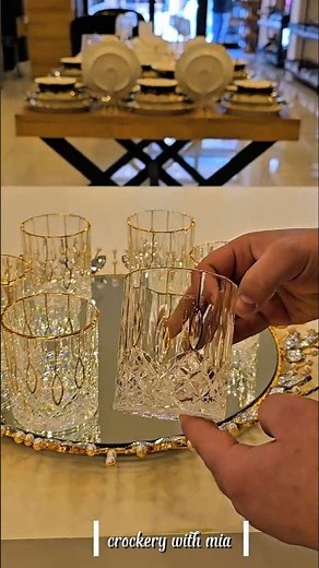 Luxury Crystal Glass Set ✨ Elegant Gold Rim Glasses for Your Home #shorts #crockery #viral #home