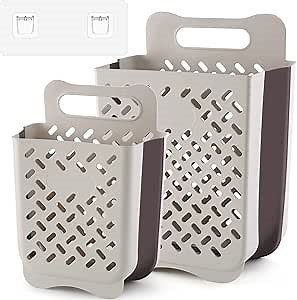 Collapsible Laundry Basket Laundry Hamper, Pack of 2 - Large Capacity Wall Hanging Space Saving Foldable Storage Container Organizer - LCG-Tools