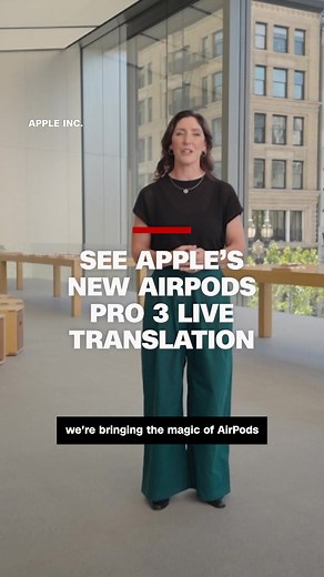 Apple introduces a new live language translation feature for its AirPods Pro 3 headphones. See how it works. #apple #iphone17 #airpodspro #cnn #news