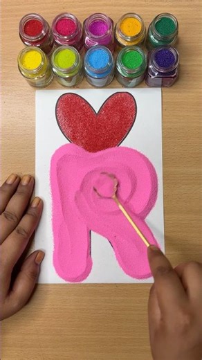 ❤️ Red Heart & Pink “R” | Super Relaxing Sand Art ASMR 😌 #shorts