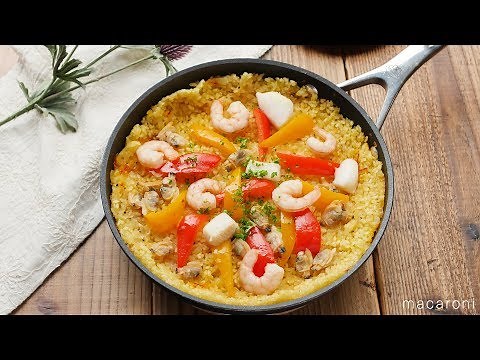 Easy recipe and how to make "seafood paella in a frying pan" with seafood mix