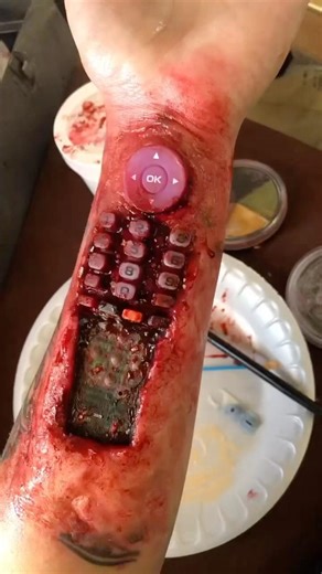 SFX tech horror practice. #makeupartist #makeup #diy #horror #creepy #scary #scarystories #practice