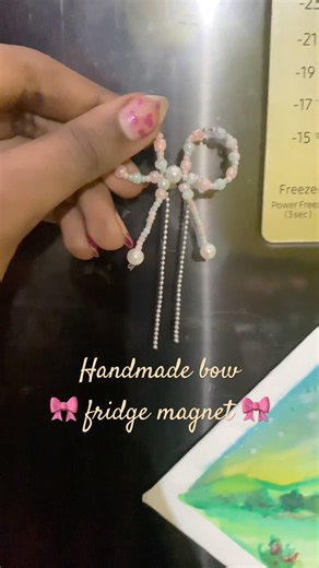 Handmade Bow Fridge Magnet 🎀✨ Easy Cute DIY Room Decor | Aesthetic Craft Ideas #shorts
