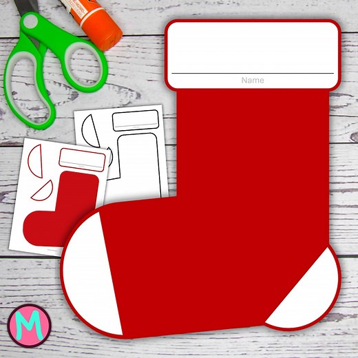 Red Stocking Craft Template: Christmas Cut & Glue Activity (PDF Download - Etsy