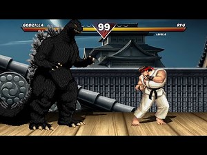 GODZILLA Vs RYU & KEN & BLANKA - HIGH LEVEL INSANE FIGHT!