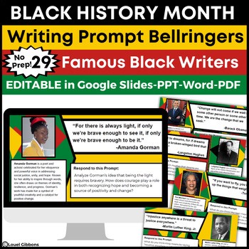 Black History Month Writing Prompt Morning Work Prompts ELA Language Arts Slides