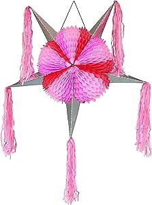 Large 5-Point Star Pink Pinata for Girl Baby Shower Cute Princess Birthday Piñata Barbie Pinata Decoration, Piñata Rosa Rosada Rosita de Niña, Quinceañera, First Birthday, Bridal Shower