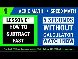 Vedic Maths - Lecture 01 - Subtraction From 100/1000/10000/...