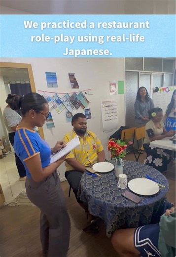Restaurant role-play in real Japanese ＋ Japanese students joined us too! #JapaneseLearning #RolePlay #留学生活 #語学学校 #COLORSFiji