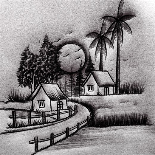 52K views · 424 reactions | Wonderful summer scenery drawing #drawing #scenerydrawing #sketch | Aakriti Arts | Facebook