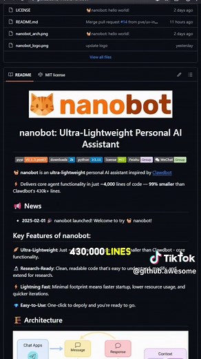 Two lightweight alternatives to OpenClaw showed up recently: Nanobot and NanoClaw #github #opensource