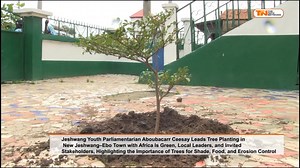 4K views · 58 reactions | Jeshwang Youth Parliamentarian Aboubacarr Ceesay Leads Tree Planting in New Jeshwang–Ebo Town with Africa Is Green, Local Leaders, and Invited Stakeholders, Highlighting the Importance of Trees for Shade, Food, and Erosion Control | The Fatu Network | Facebook