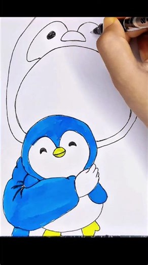 How to draw cute anime girl with penguin #tutorial #anime #art
