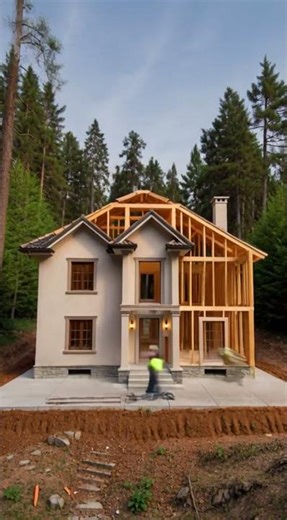 From Empty Forest to Luxury Dream House in 9 Seconds! 😱 AI Construction Timelapse
