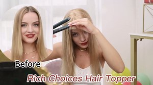 Rich Choices Real Human Hair Toppers for Women with Bang Clip In Remy Topper With Thinning Hair 6 Inch Natural Black