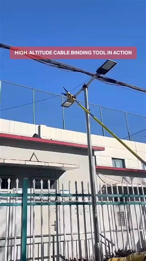 High-Altitude Cable Binding Tool in Action #CableWork #LineMaintenance