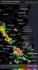 Current view of the line of storms moving through southeast qld and stretching as far north as Hervey Bay 5.38 pm January 17 , 2026 | Queensland Weather Watch