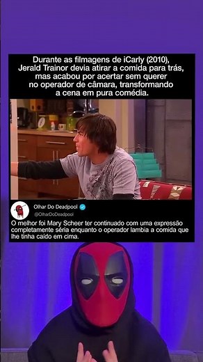 Durante iCarly (2010), Jeraldo Trainer errou o tiro e acertou o operador de câmera 😂