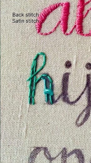 Hand embroidery small letter satin stitch letter h