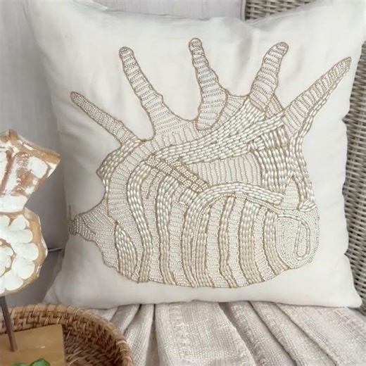 Premium Linen Pillow Cover Coastal Sea Shell Style – Royal Sea Shell