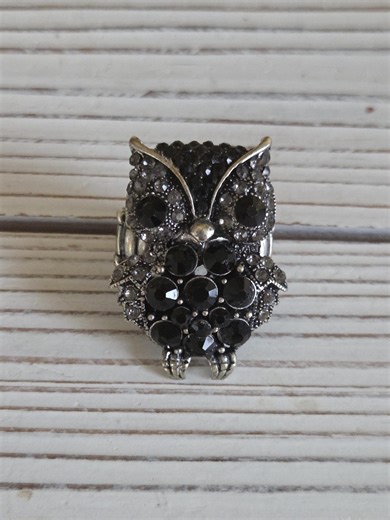 Rhinestone Owl Ring Vintage - Etsy