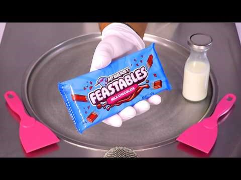 ASMR | How to make NEW MrBeast Feastables Milk Chocolate - Ice Cream Rolls | Satisfying (no talking)
