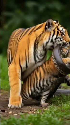 Tiger tries to Save Baby from python! #wildanimals #zoo #tiger #cat #python #dangerous #shorts