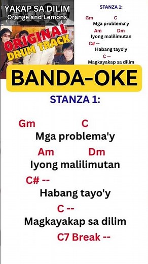 Yakap Sa Dilim - Orange And Lemons (Verse1) #drumbackingtrack #bandaoke #karaoke for guitarist