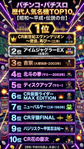 🎰 あの台が神だった…パチンコ・パチスロ 歴代人気名機TOP10【昭和〜平成・伝説の台】