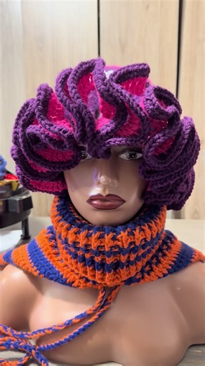 Crochet 🧶 Ruffle Beanie 1-2-2026 🎉 #fiberart #crochet #crocheting 💕