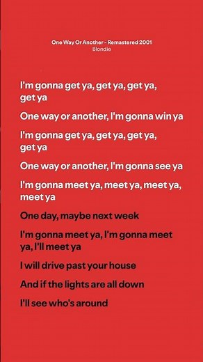 One Way Or Another - Blondie (Lyrics)