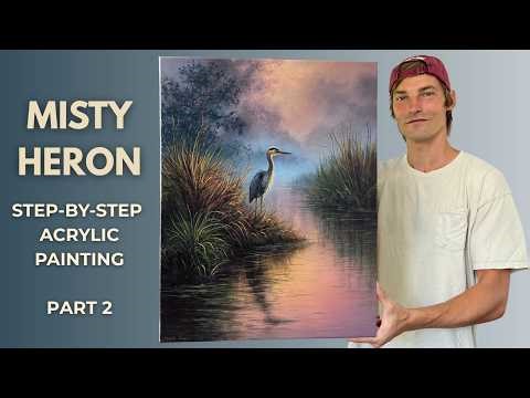 Realistic Heron Reflections STEP by STEP Acrylic Painting