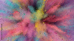 Super Slow Motion of Colored Powder Explosion with Rotating Camera. Filmed on High Speed Cinema Camera, 1000fps.