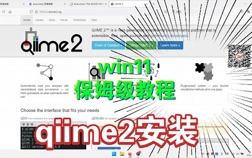 Win11下安装qiime2演示-和win10下有很多共同之处，细节处理有一点不一样，win10声音太小了，这个视频好了！安装完不会使用的来买课！