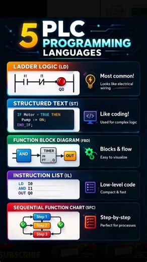 5 PLC programming languages #ladderlogic #plc #hmi #industrialautomation