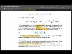 6.4 Short Impulses. Dirac’s Delta Function.Partial Fractions