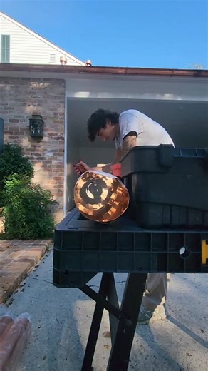 Josh on Instagram: "Installing copper downspout today!😃👌 #installing #copper #downpipe #copperwork #handwork #bluecollar #downspout"