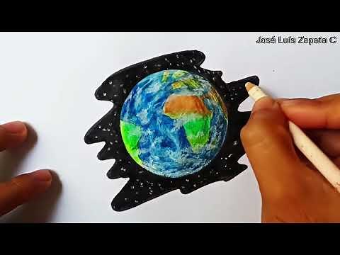 Asombroso dibujo del planeta tierra realista 🌎 Realistic planet earth drawing | #Shorts