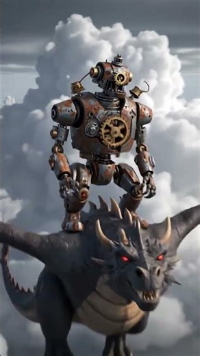 cartoon robot and dragon #cartoon